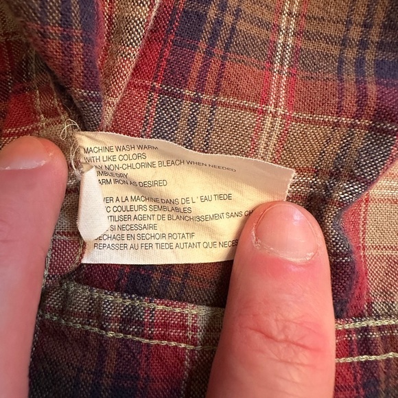 Eddie Bauer Men’s 2XL Brown Red Plaid Long Sleeve Button Down Outdoor Classic - Picture 6 of 8